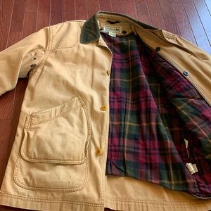 L.L.Bean Chore Coat Barn jacket Removable Plaid Lining Men's med Reg Vintage